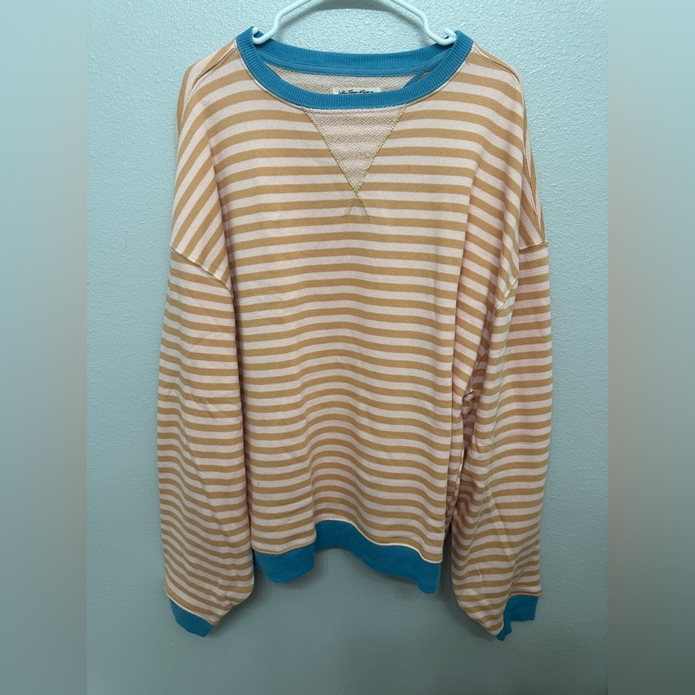 Free People Striped Oversized Crewneck